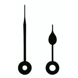 Zeigerpaar für Quarzuhren Birne schwarz poliert Minutenzeiger-L:28mm