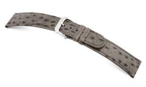 Lederband Dundee 12mm steingrau mit Straußennarbung